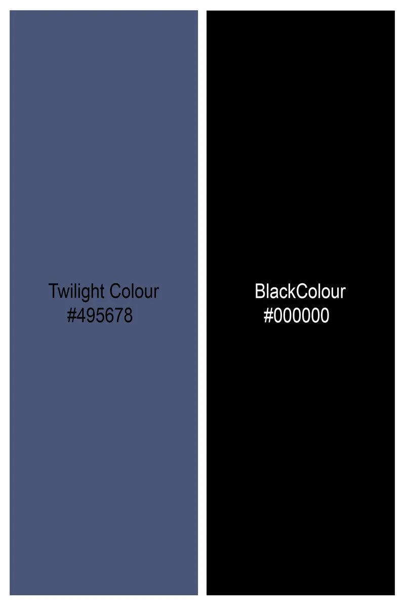 Twilight Blue And Black Jacquard Textured Premium Giza Cotton Shirt 5