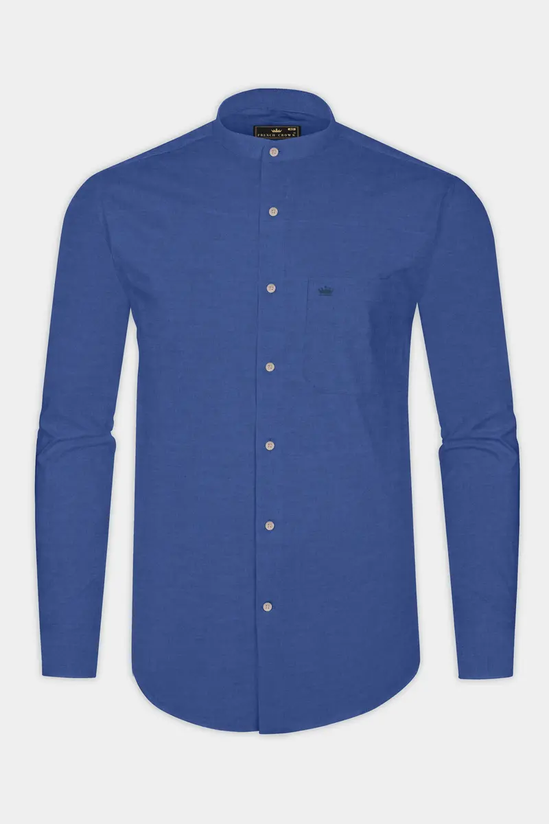 Twilight Blue Luxurious Linen Shirt 4