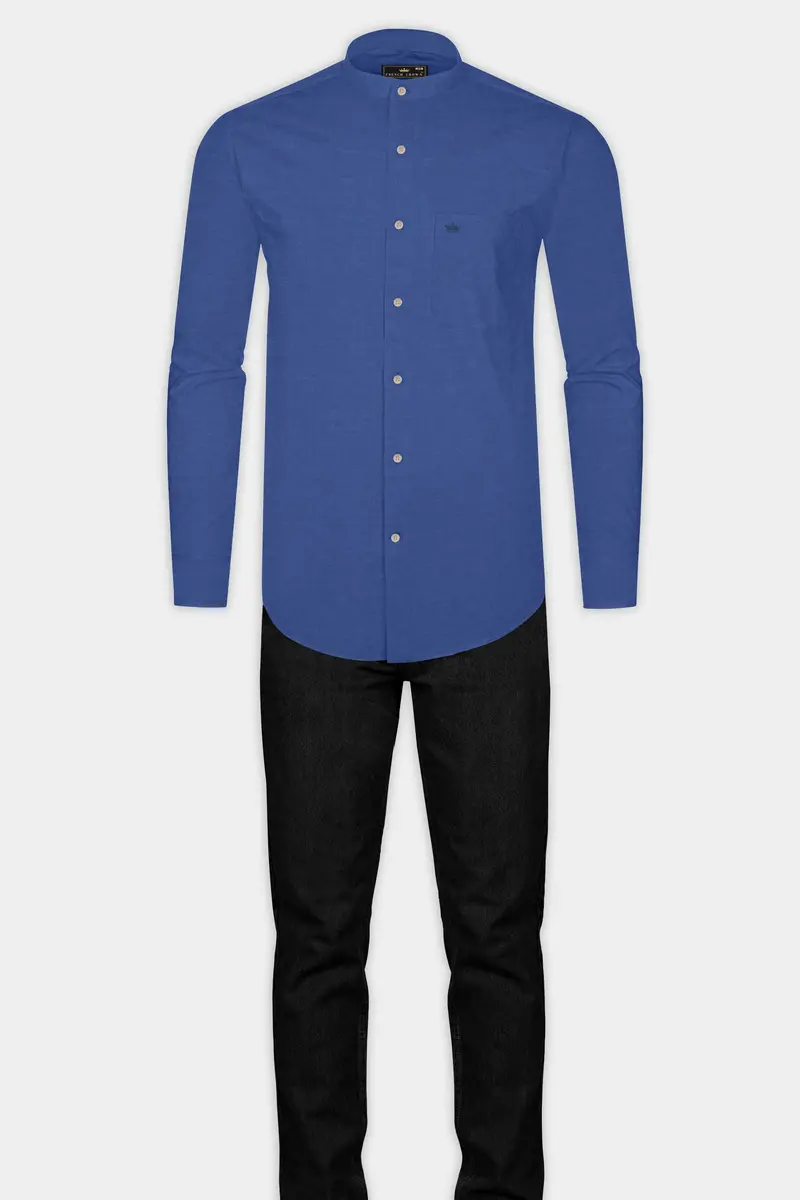 Twilight Blue Luxurious Linen Shirt 6
