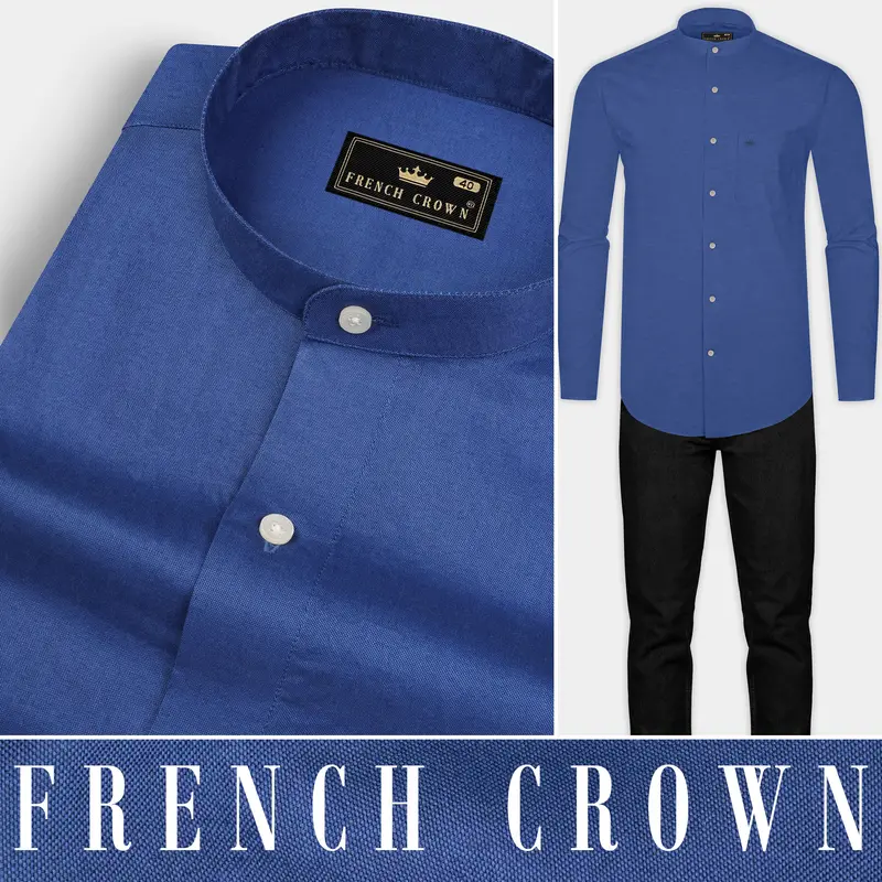 Twilight Blue Luxurious Linen Shirt 8