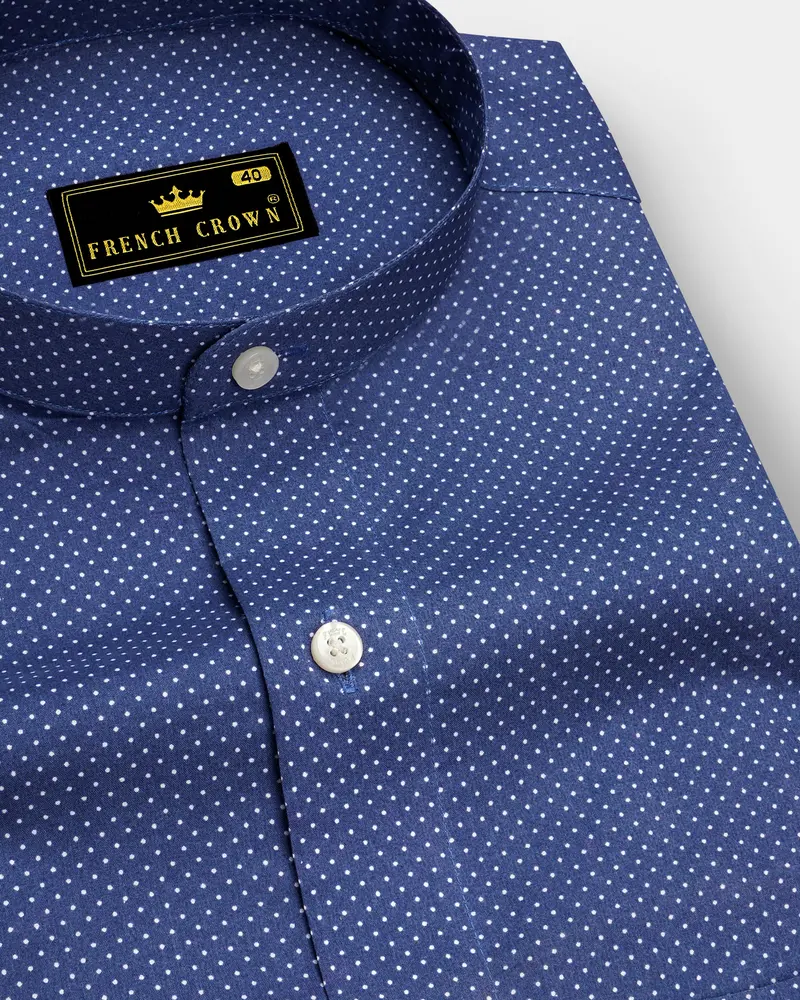 Twilight Blue Polka Dots Premium Cotton Shirt 1