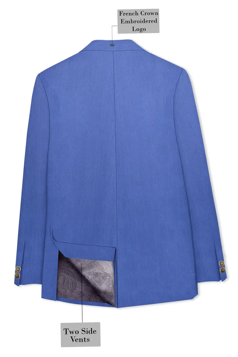 Twilight Blue Premium Cotton Cross Placket Bandhgala Blazer 7