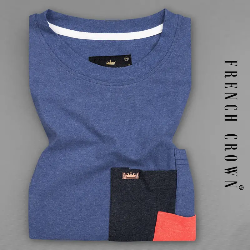 Twilight Blue With Patch Pocket Organic Cotton T-Shirt 1