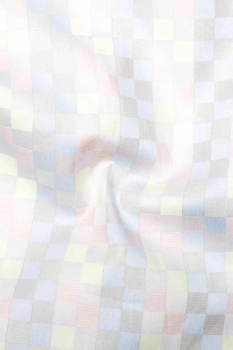 Twilight Pink And Cadet Blue Jacquard Textured Premium Cotton Dress Shirt 2