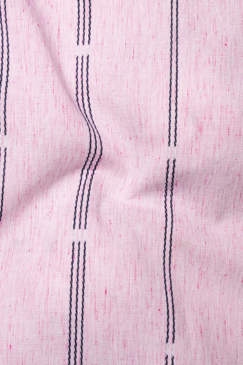 Twilight Pink Pinstriped Dobby Textured Premium Giza Cotton Shirt 3