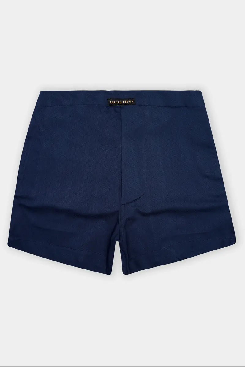 Twilight-Tangaroa Blue Solid Dobby Textured Premium Giza Cotton Boxer 2