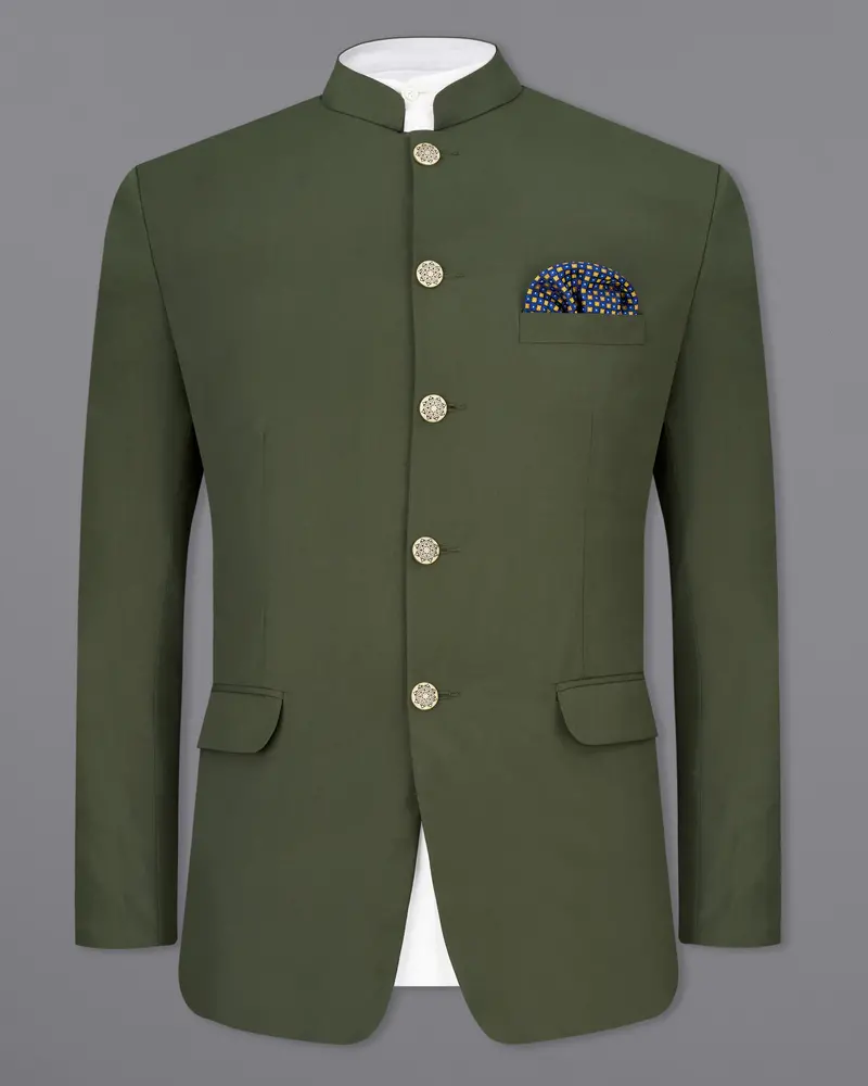 Twill Green Bandhgala Blazer 2