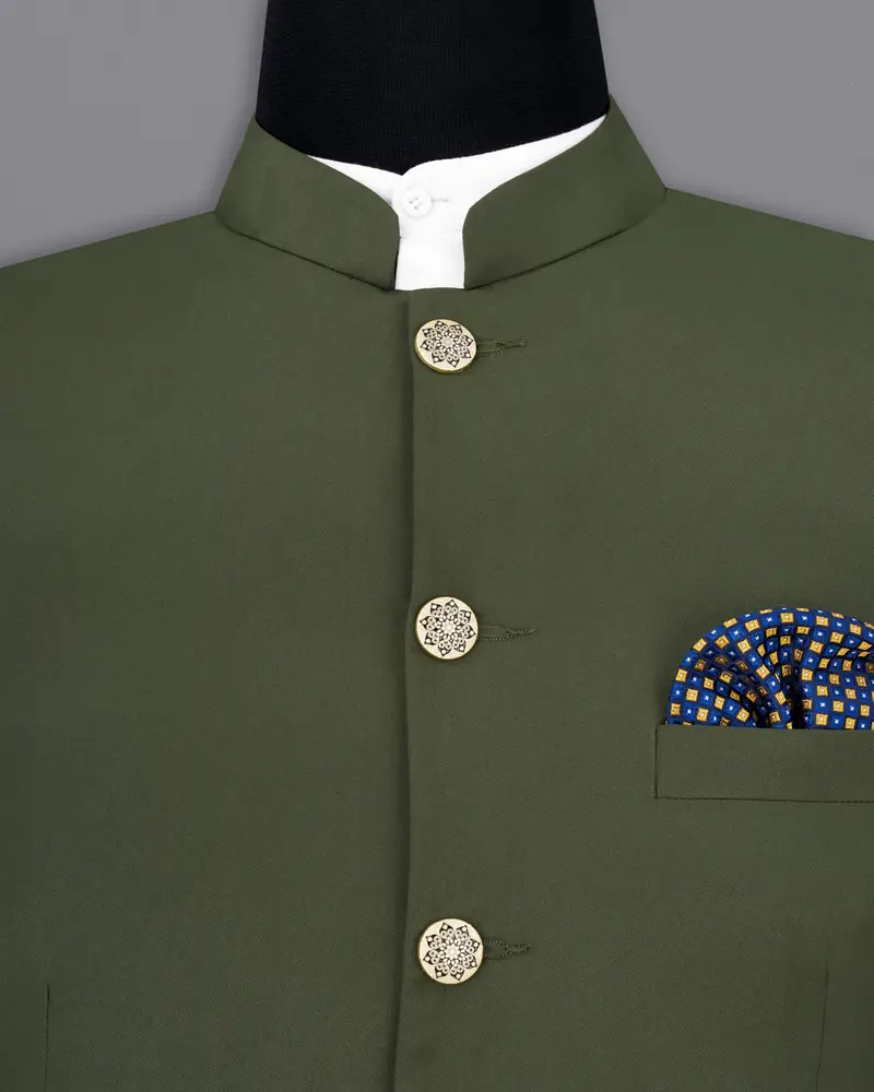 Twill Green Bandhgala Blazer 4