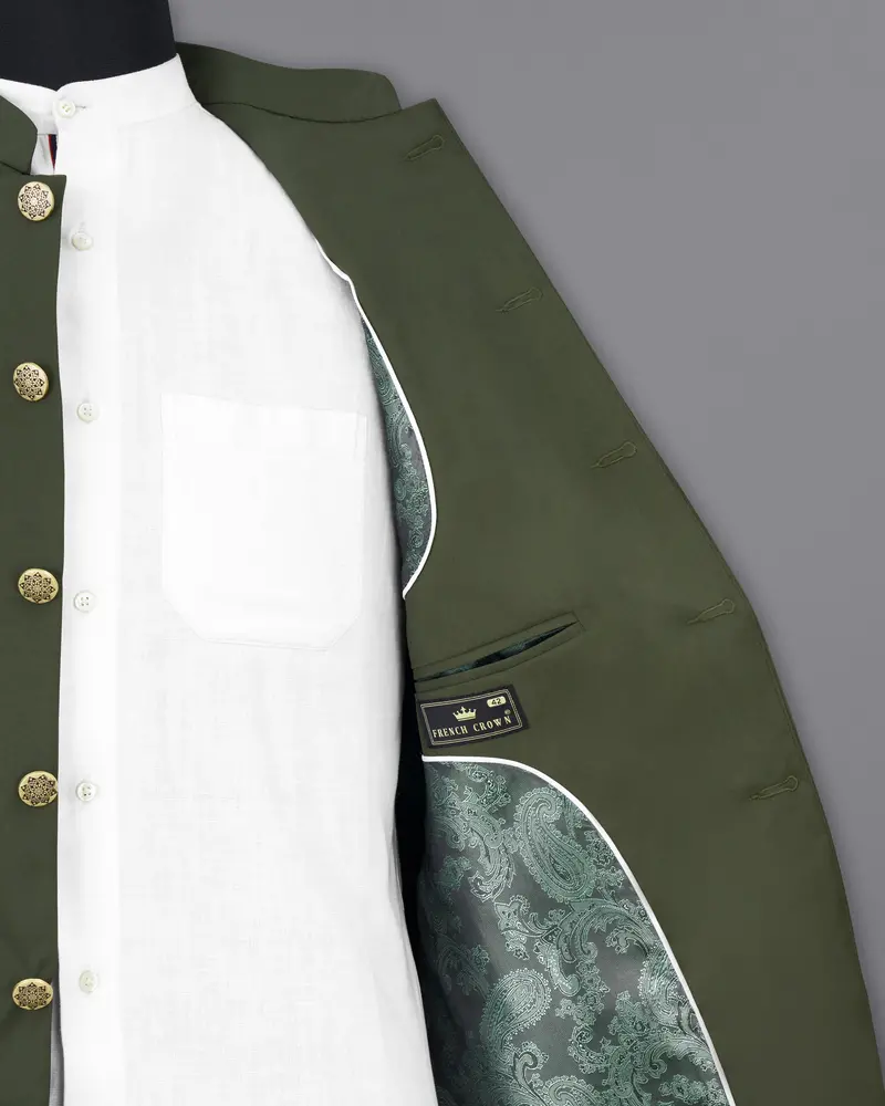 Twill Green Bandhgala Blazer 7