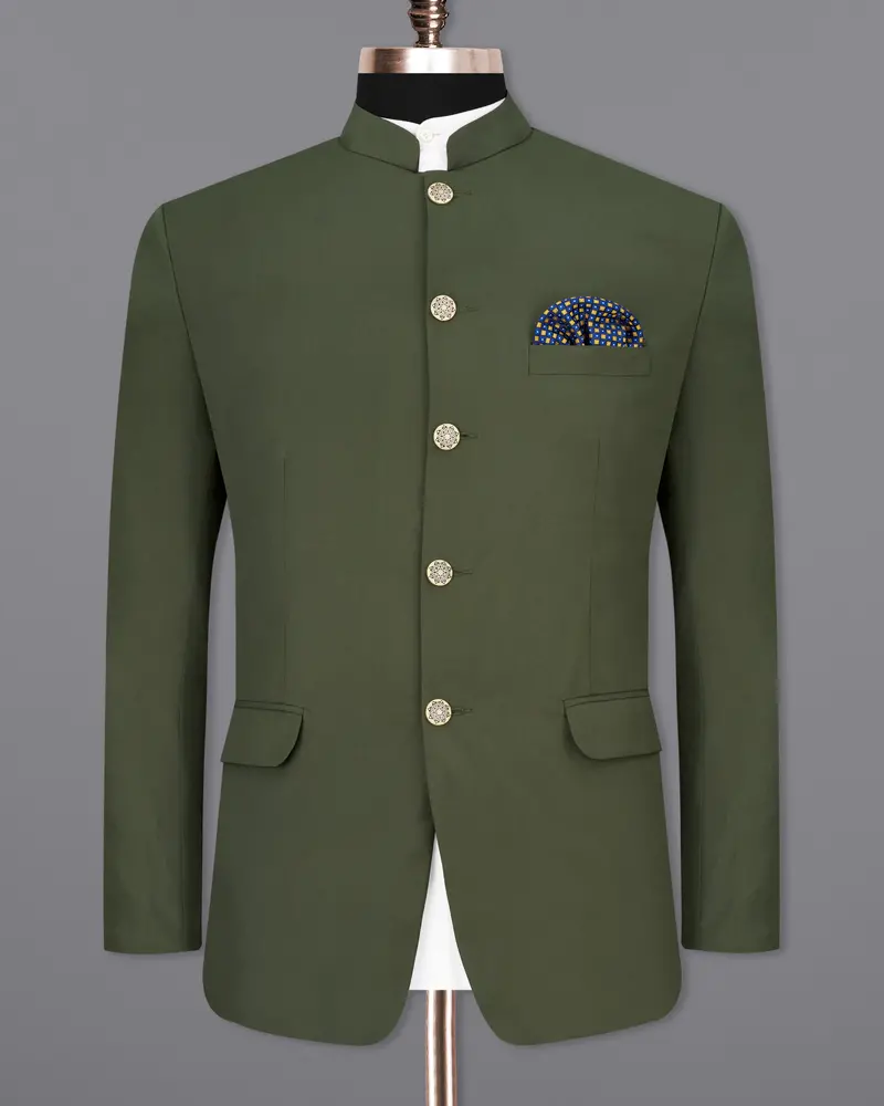 Twill Green Bandhgala Blazer 8