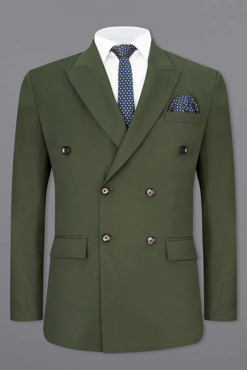 Twill Green Double Breasted Blazer 2