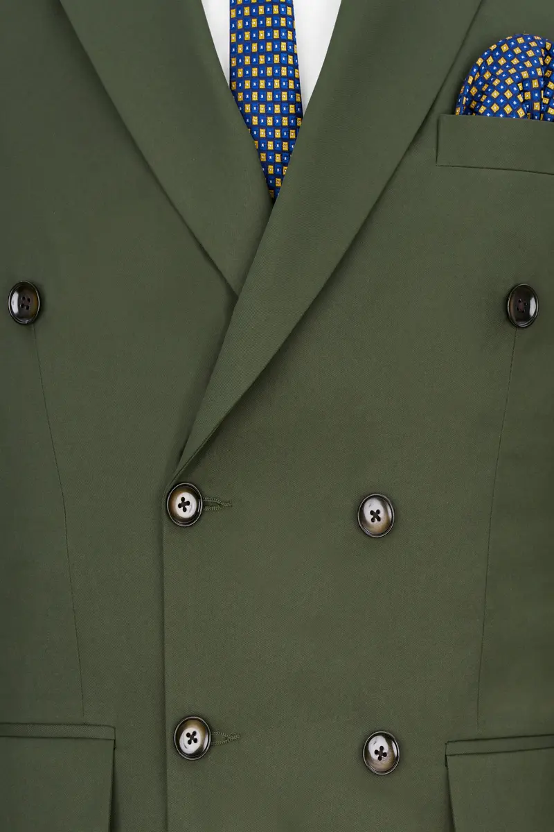 Twill Green Double Breasted Blazer 4