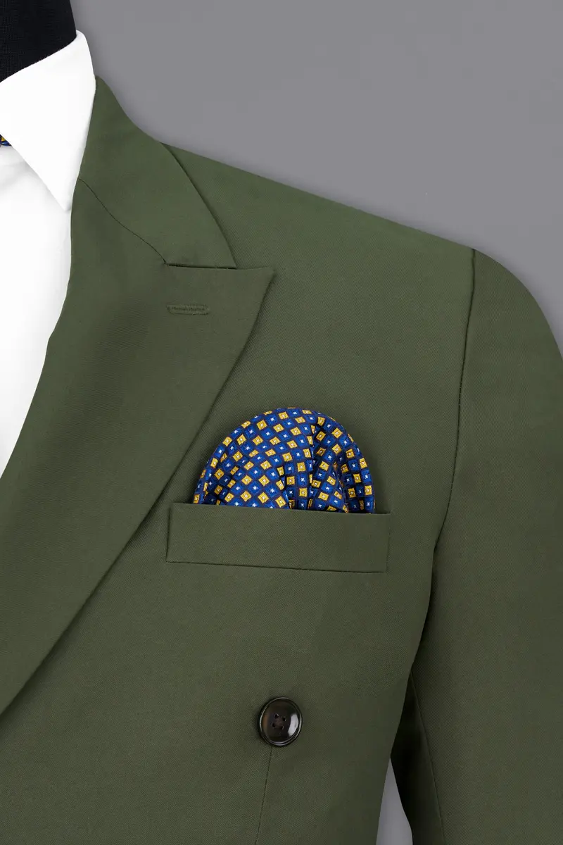 Twill Green Double Breasted Blazer 6