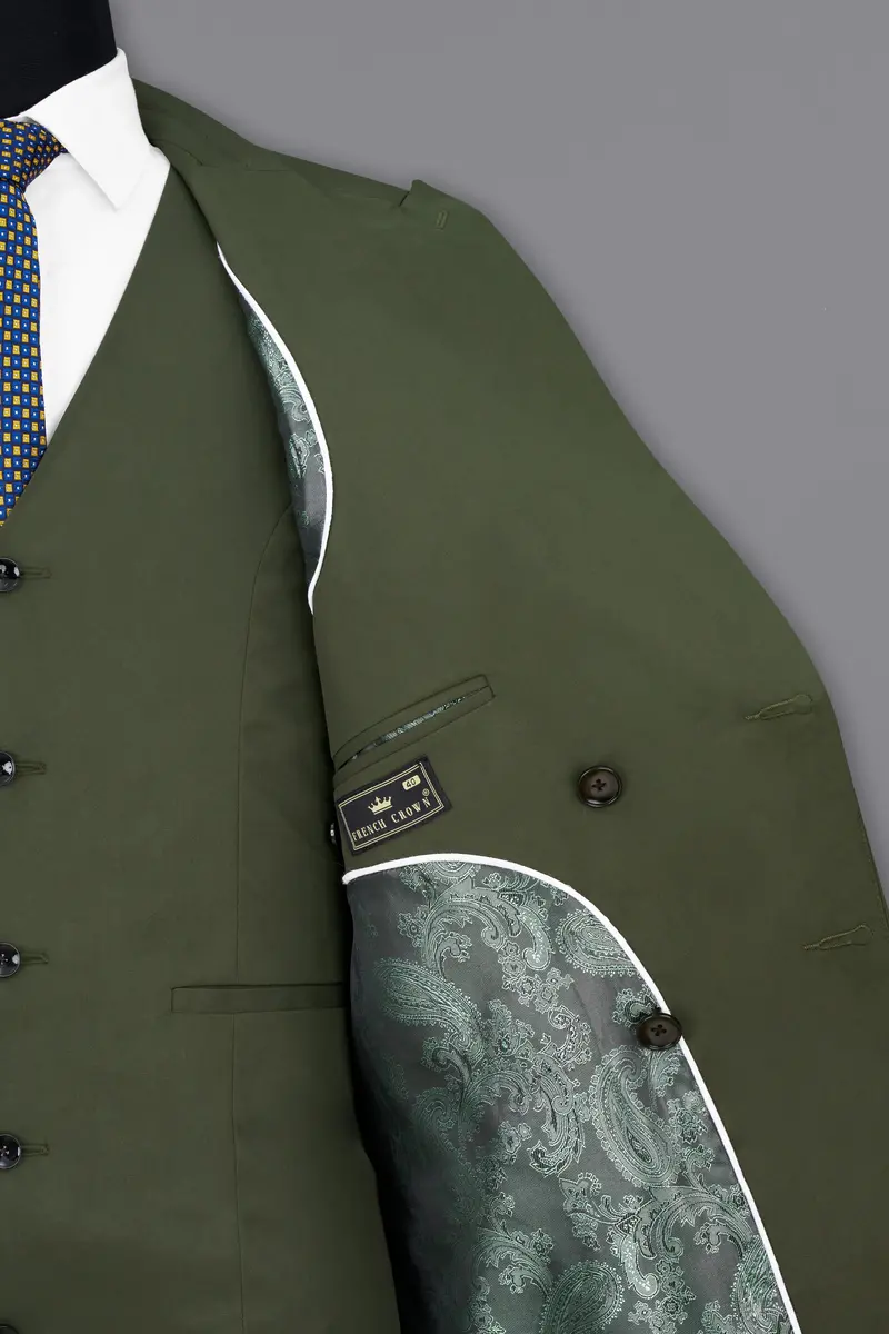 Twill Green Double Breasted Blazer 7