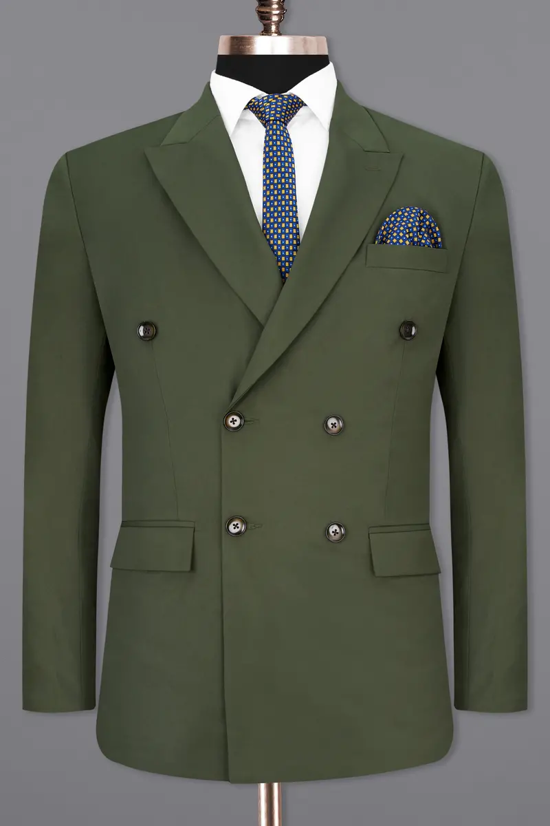 Twill Green Double Breasted Blazer 8