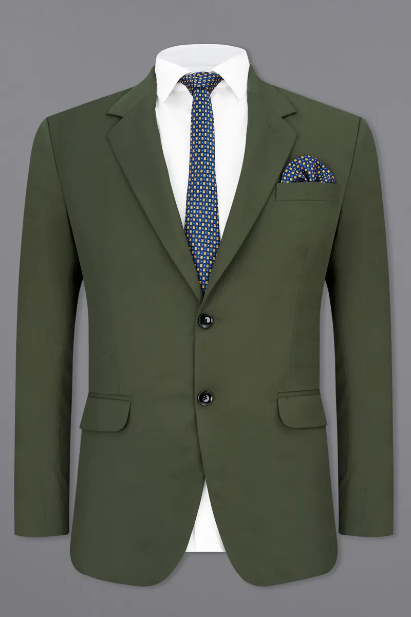 Twill Green Single Breasted Blazer 2