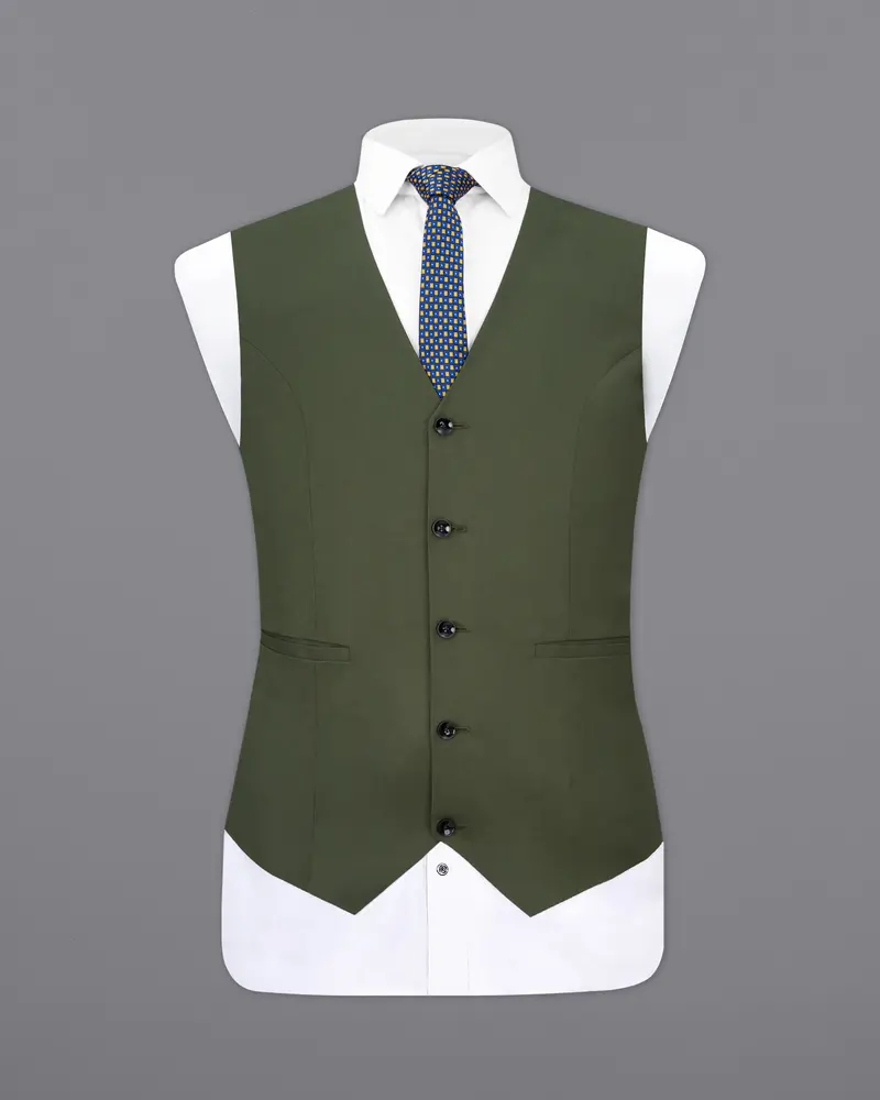 Twill Green Textured Waistcoat 2
