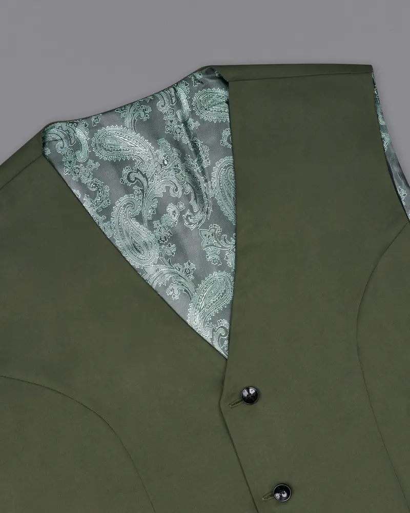 Twill Green Textured Waistcoat 4
