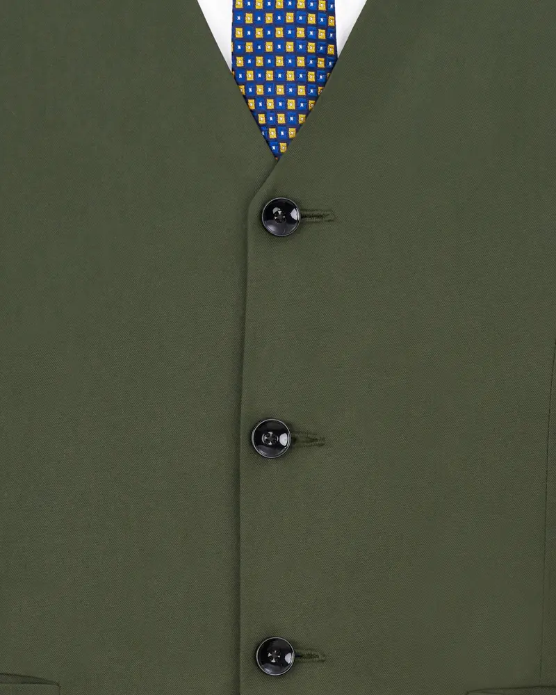 Twill Green Textured Waistcoat 5