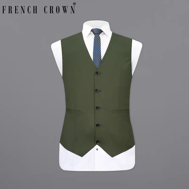 Twill Green Textured Waistcoat 7