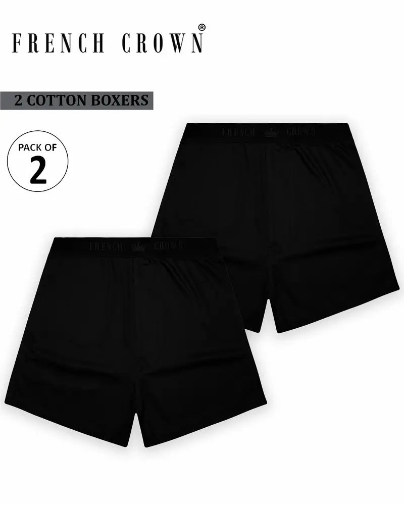 Twilux-Two Jade Black Elastane Stretch Subtle Sheen Super Soft Premium Cotton Boxers 1
