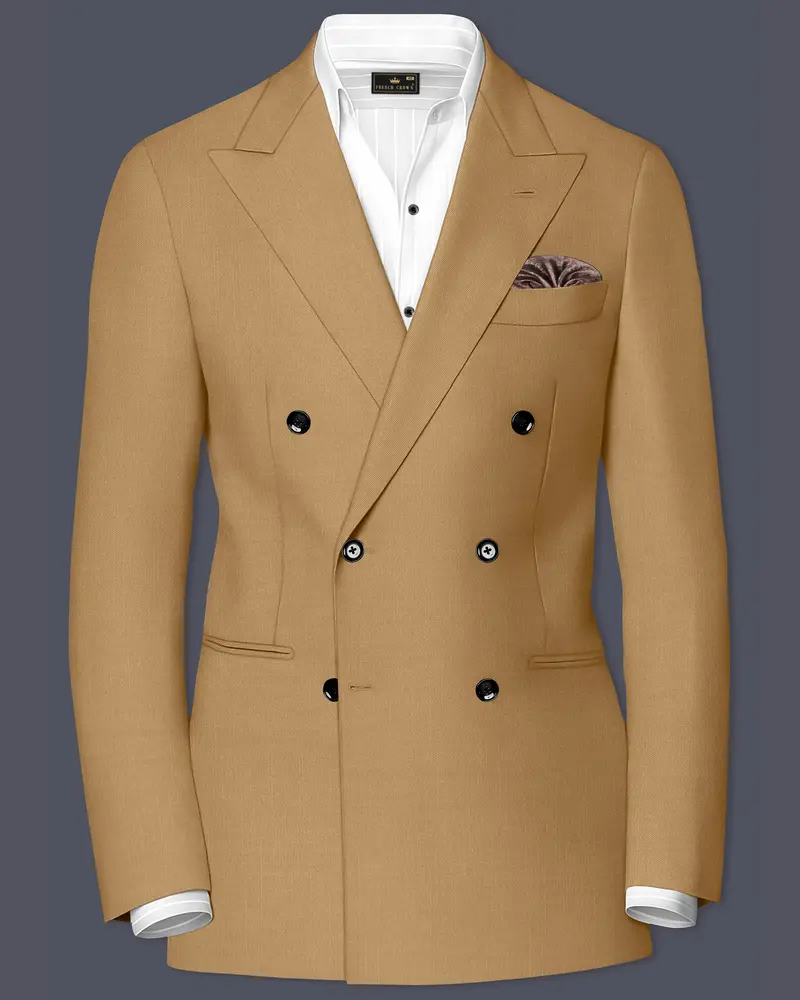 Twine Beige Wool Rich Double Breasted Blazer 1