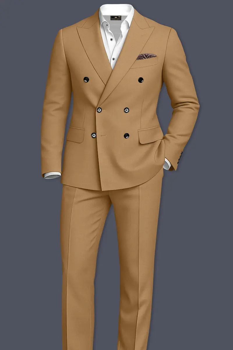 Twine Beige Wool Rich Double Breasted Suit 4