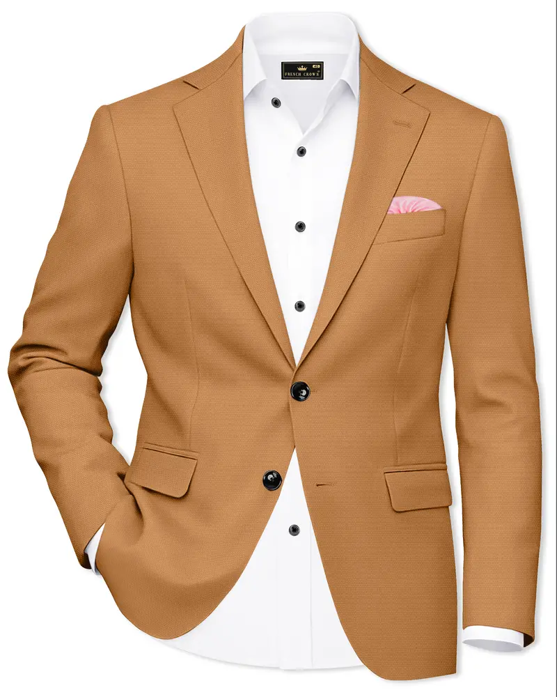 Twine Brown Dobby Textured Single Breasted Blazer 1