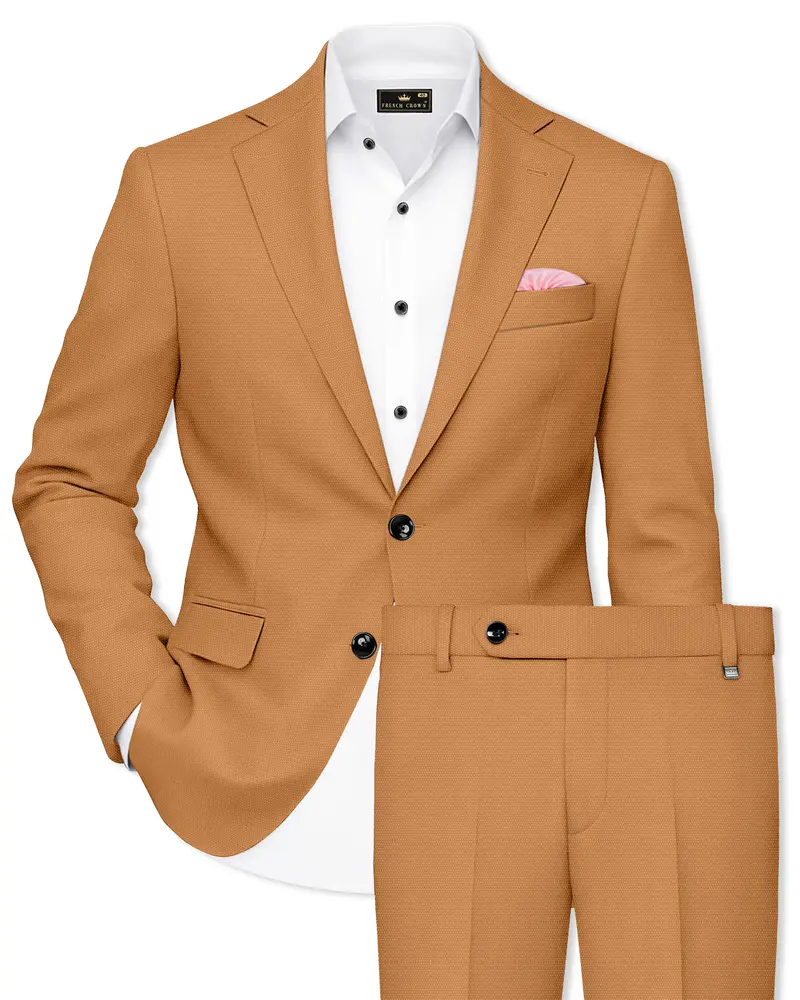 Twine Brown Dobby Textured Single Breasted Suit 1