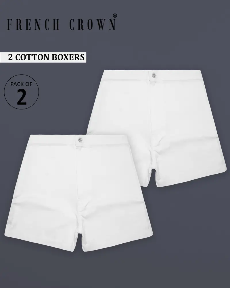 Twinlustre-Two Bright White Subtle Sheen Super Soft Premium Cotton Boxers 1