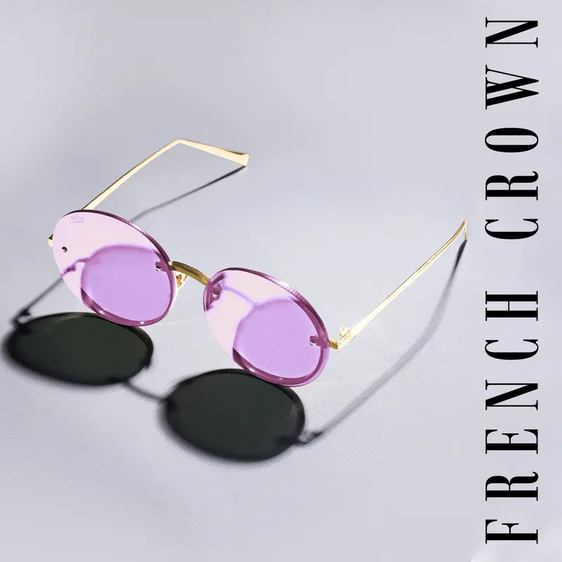 Twitch Purple French Crown Rimless Unisex Sunglasses 1