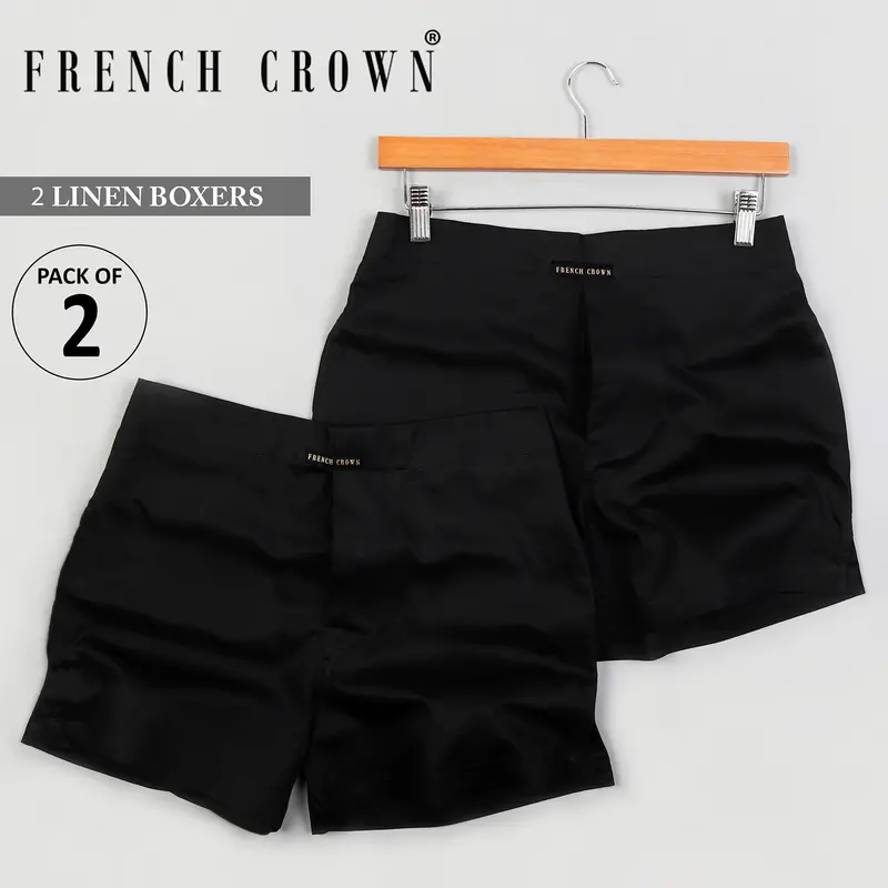 Two Black Luxurious Linen Boxers 1