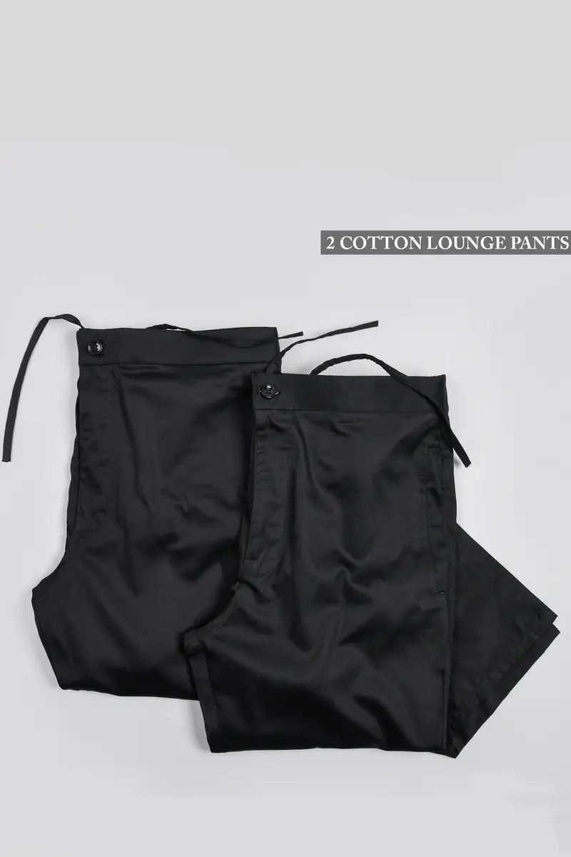 Two Black Premium Cotton Lounge Pants 2