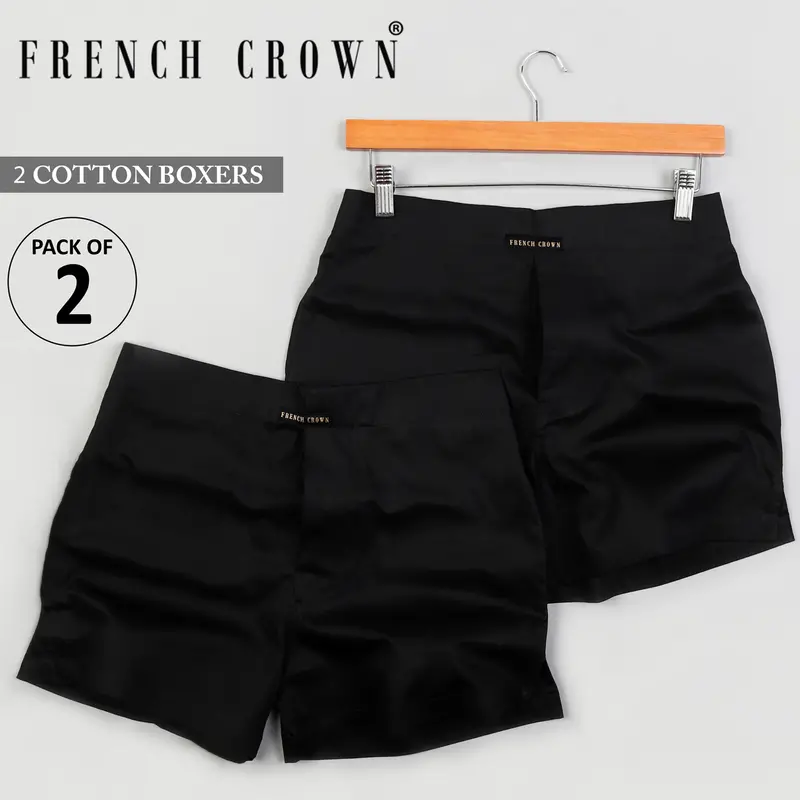 Two Black Solid Premium Cotton Boxers 1