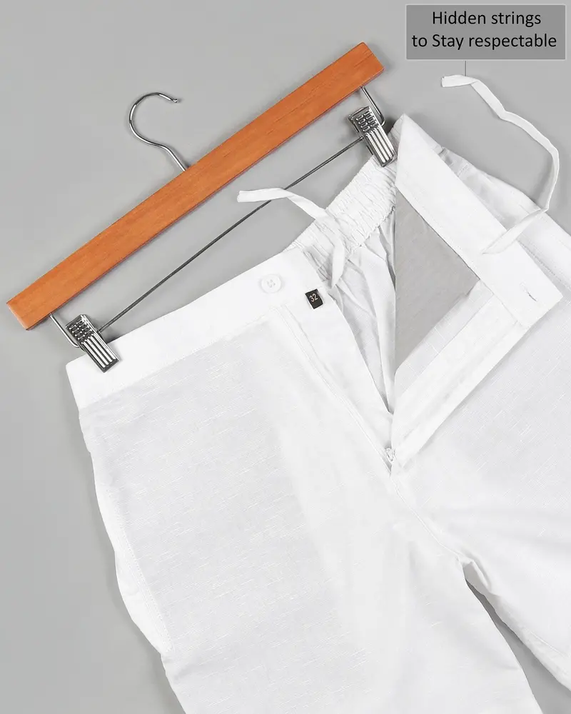 Two Bright White Luxurious Linen Shorts 5