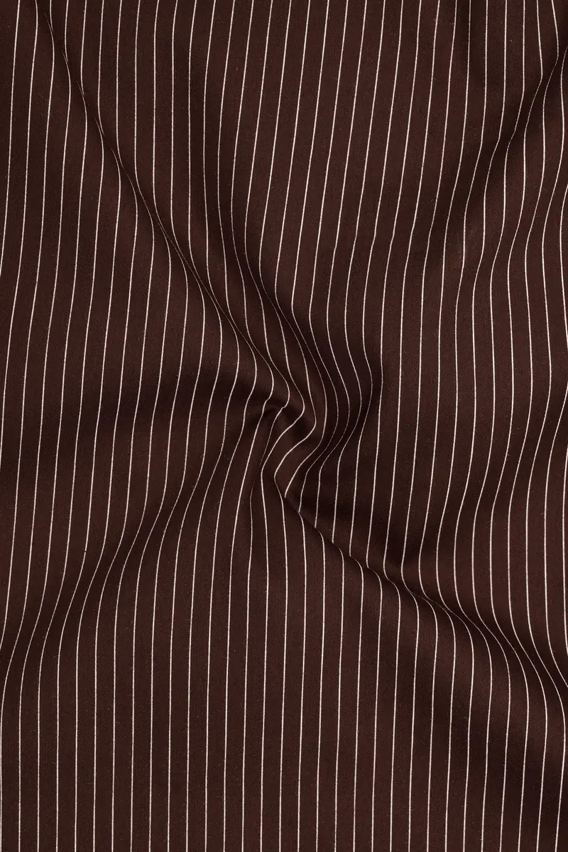 Umber-Bistre Brown And Bright White Pin Striped Subtle Sheen Super Soft Premium Cotton Dress Shirt 3