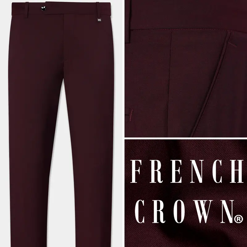 Umber Maroon Wool Rich Pant 1