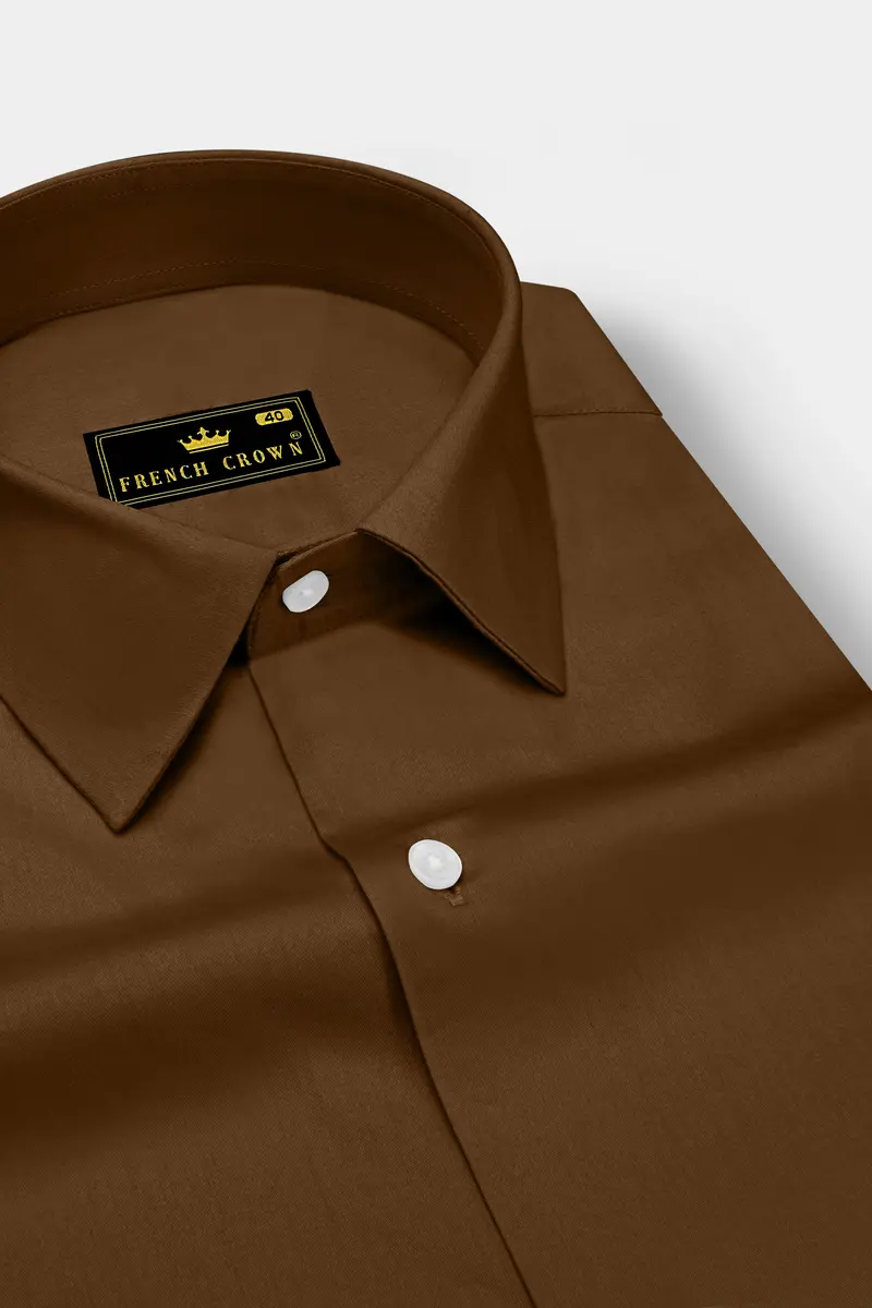 Umber-Otter Brown Subtle Sheen Super Soft Premium Cotton Dress Shirt 2