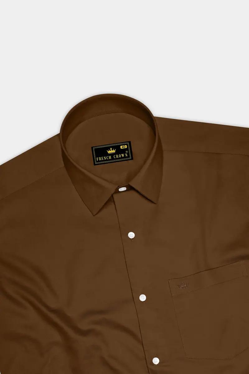 Umber-Otter Brown Subtle Sheen Super Soft Premium Cotton Dress Shirt 5