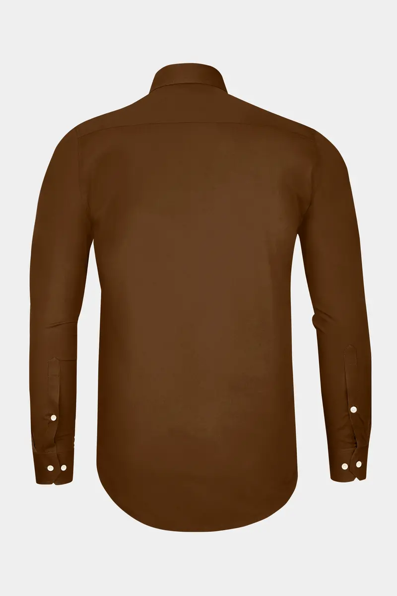 Umber-Otter Brown Subtle Sheen Super Soft Premium Cotton Tuxedo Dress Shirt 7