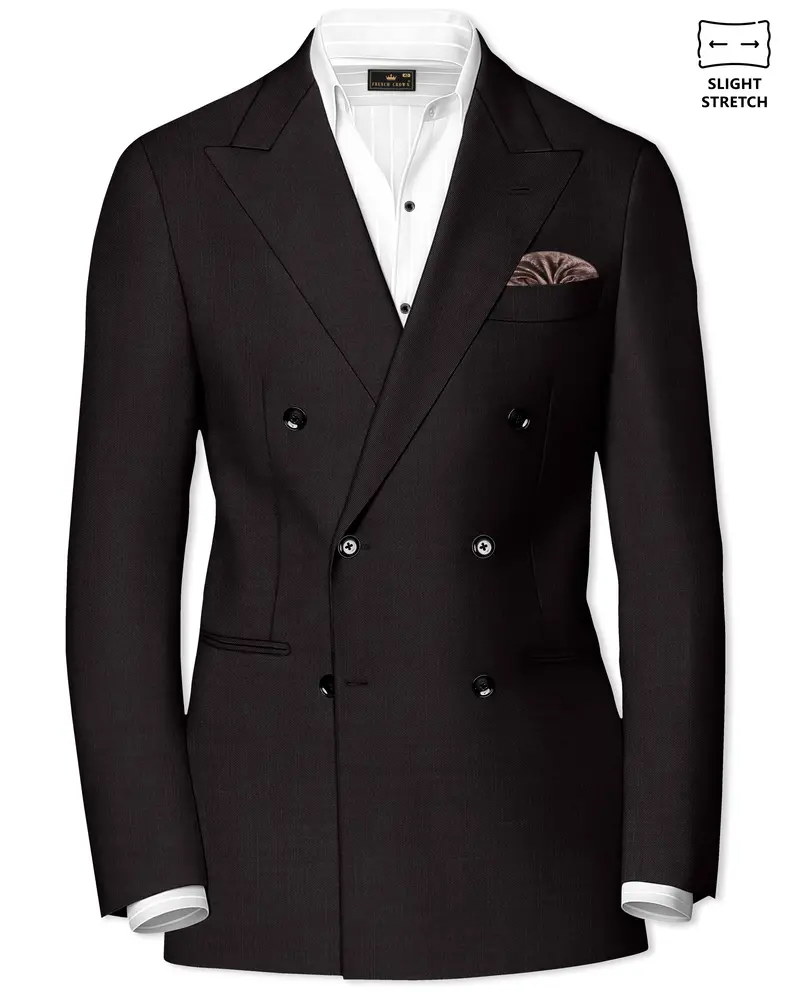 Umbero-Eclipse Brown Wool Rich Slight Stretch Double Breasted Blazer 1