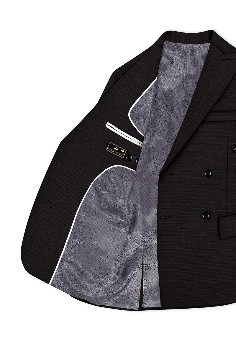 Umbero-Eclipse Brown Wool Rich Slight Stretch Double Breasted Blazer 5