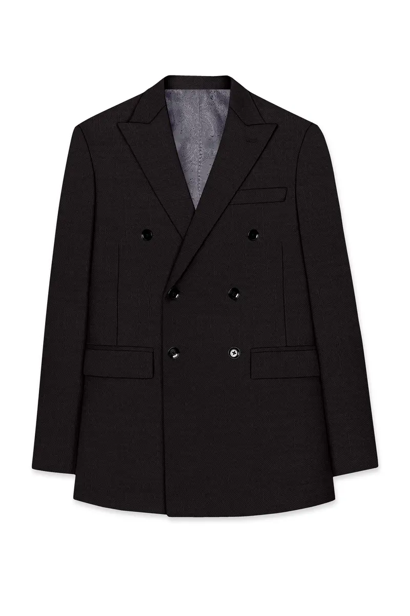 Umbero-Eclipse Brown Wool Rich Slight Stretch Double Breasted Blazer 7