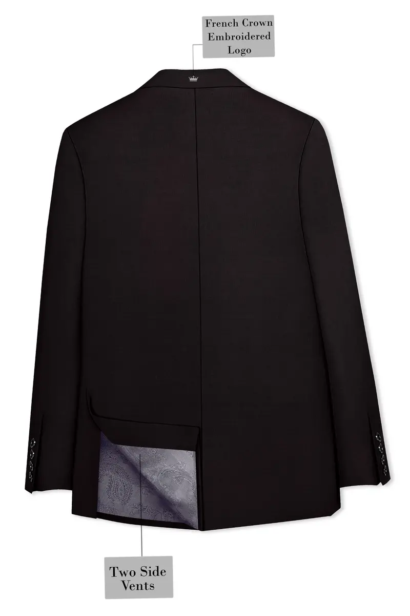 Umbero-Eclipse Brown Wool Rich Slight Stretch Double Breasted Blazer 8