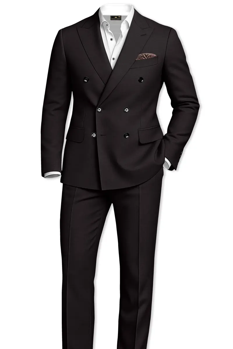 Umbero-Eclipse Brown Wool Rich Slight Stretch Double Breasted Blazer 9
