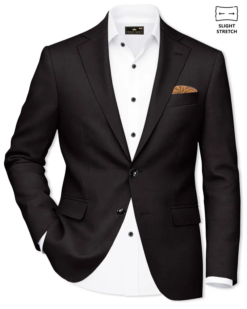 Umbero-Eclipse Brown Wool Rich Slight Stretch Single Breasted Blazer 1
