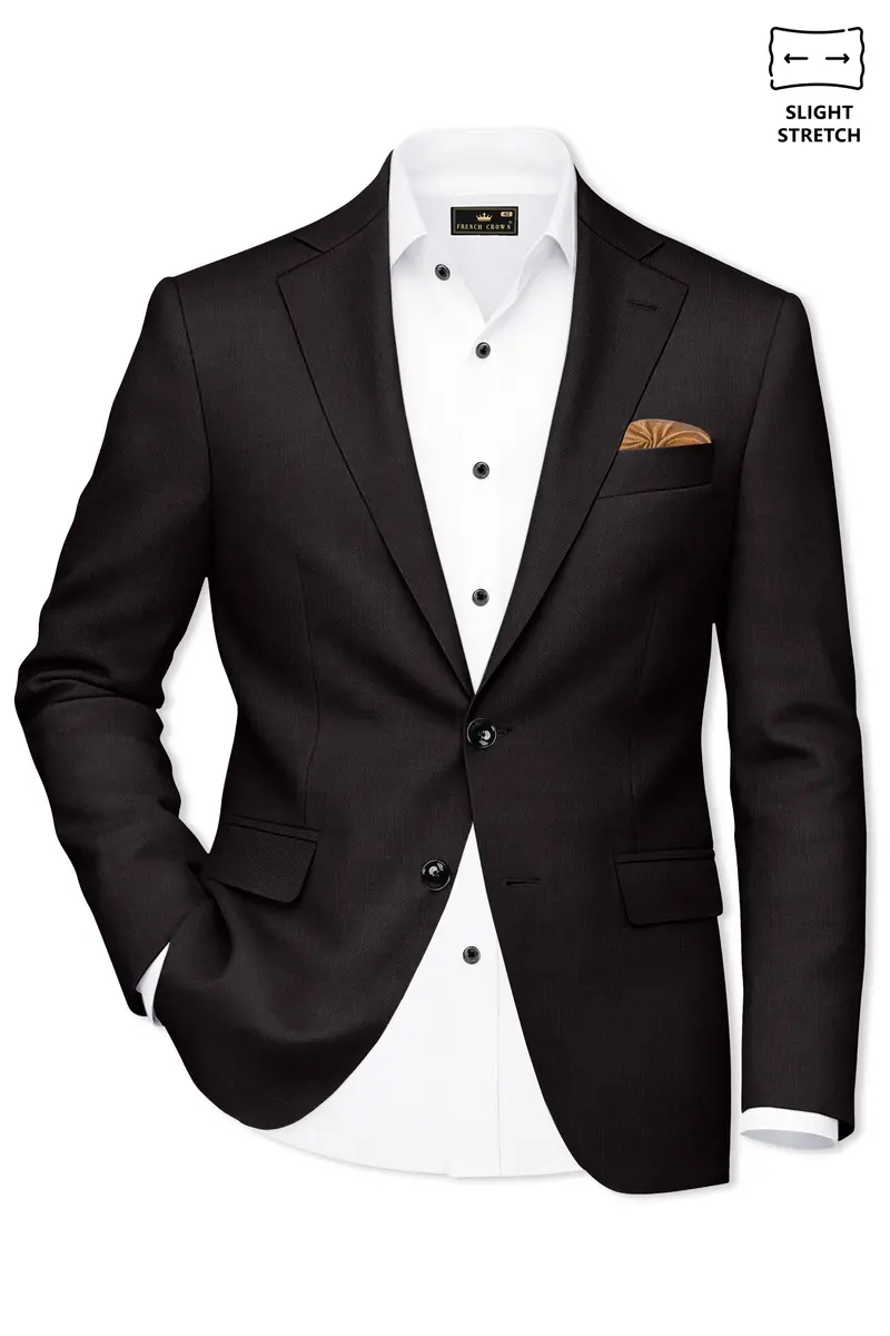Umbero-Eclipse Brown Wool Rich Slight Stretch Single Breasted Blazer 2