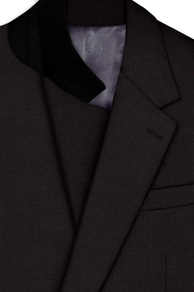 Umbero-Eclipse Brown Wool Rich Slight Stretch Single Breasted Blazer 4
