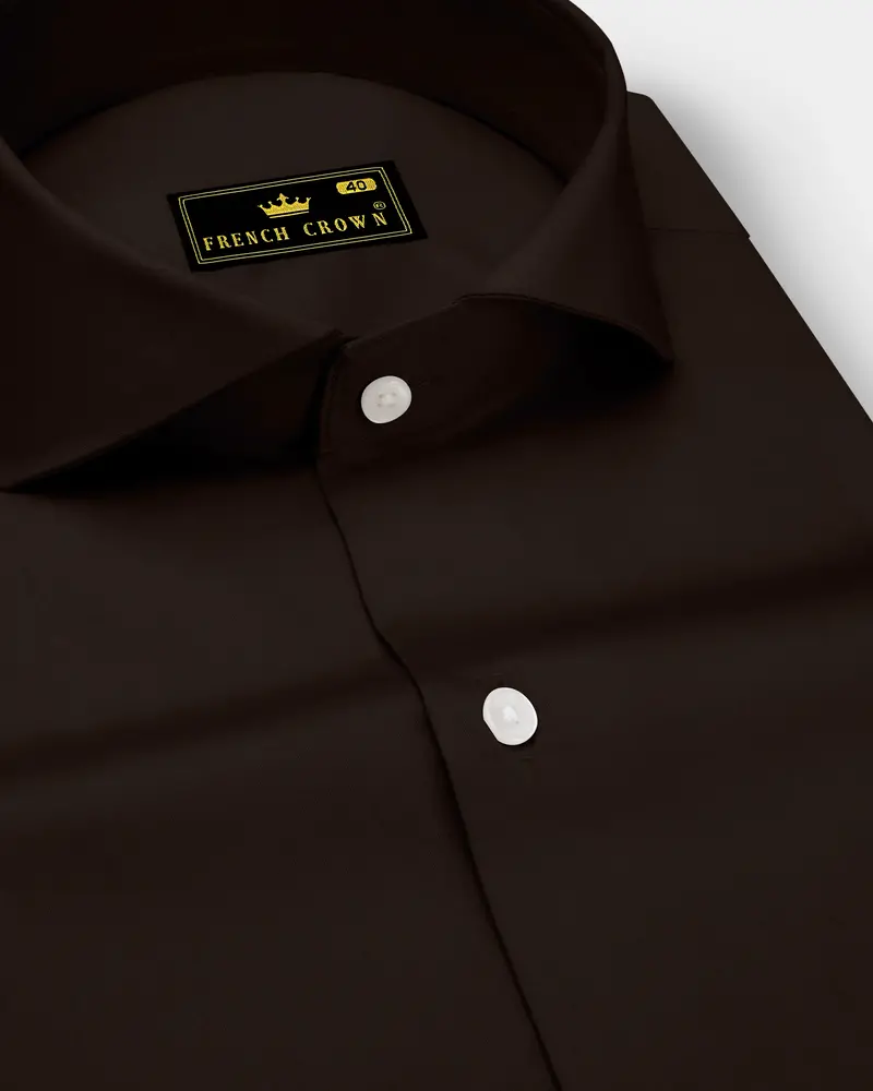 Umbero-Eternity Brown Subtle Sheen Super Soft Premium Cotton Cut Away Collar Dress Shirt 1