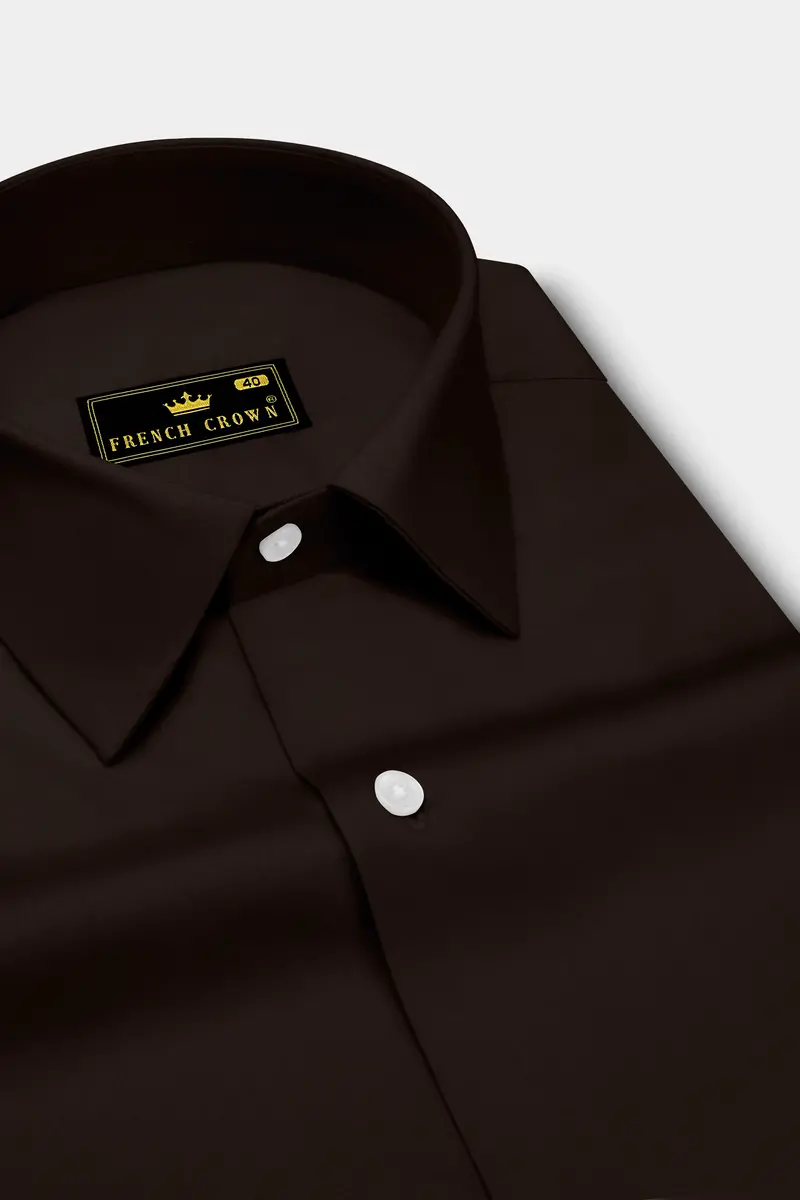 Umbero-Eternity Brown Subtle Sheen Super Soft Premium Cotton Dress Shirt 2